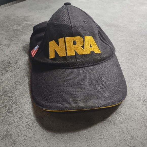 NRA National Rifle Association Hat Black Yellow Logo Adjustable Cap USA Flag 2A - Picture 2 of 4
